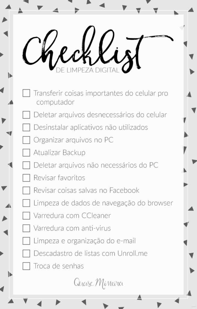 Organização digital — Rotina anual de limpeza 1