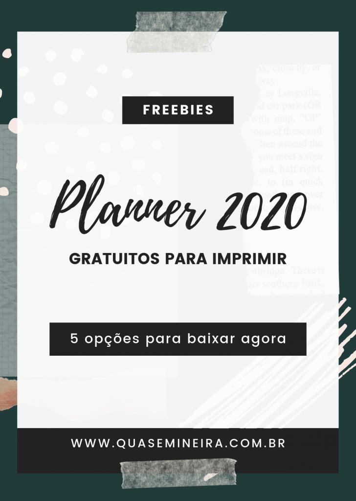 Opções de planner 2020 gratuito para imprimir