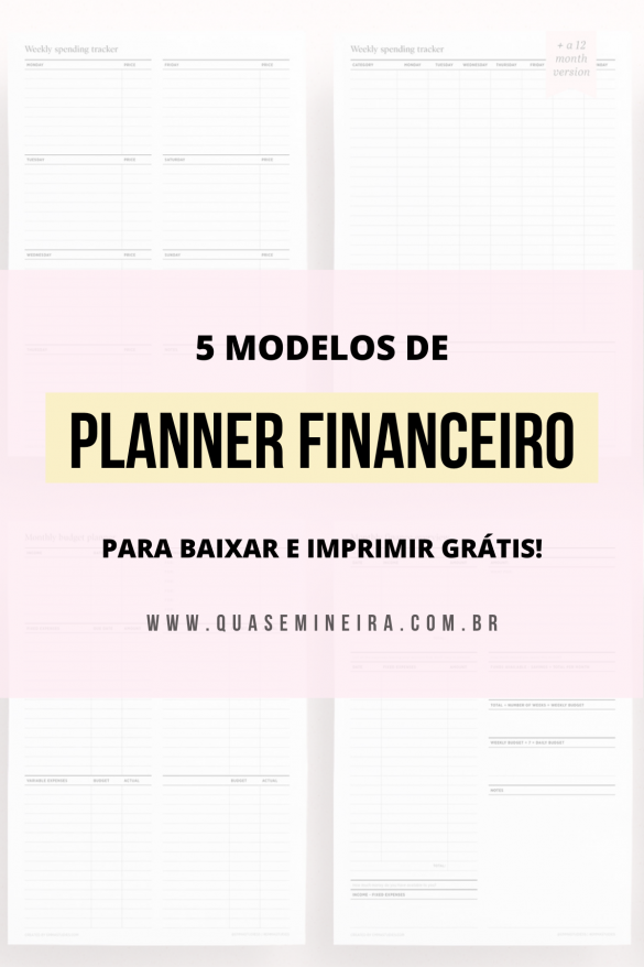 Modelos de Planner Financeiro grátis para imprimir